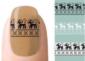 Christmas Nails Black And White Reindeer Nail Water Decals