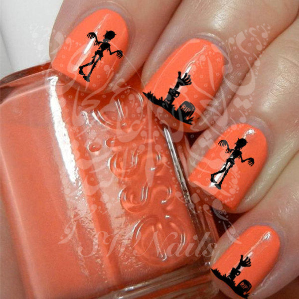 Halloween Nail Art Zombie Hand out of Tomb Nail Art Water Decals