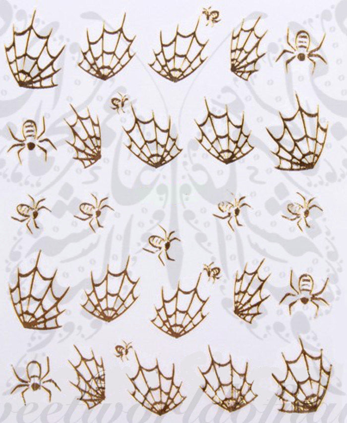 Halloween Nail Art Gold Spider Spider Web Nail Water Decals Water Slides