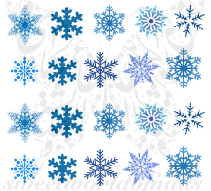 Christmas Nail Art Blue Snowflakes Water Decals Nail Transfers Wraps