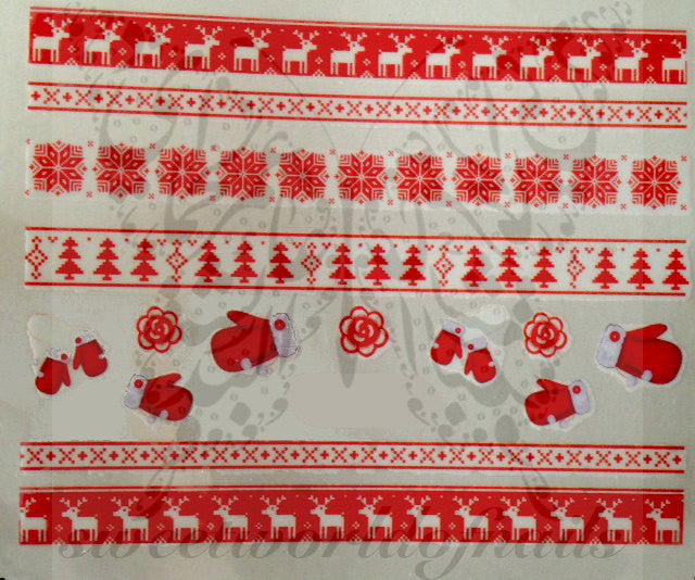 Christmas Nail Art Red Snowflakes Gloves Reindeer Nail Water Decals Water Slides