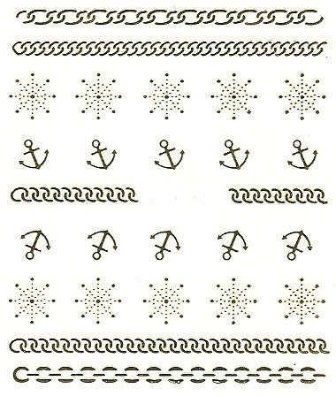 Summer Nail Art Gold Anchor Nail Water Decals Water Slides