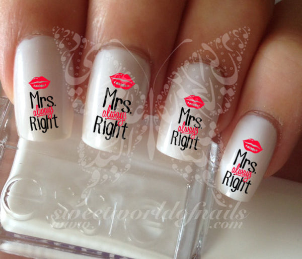 Mrs Always Rights Nail Art Nail water Decals Transfers Wraps