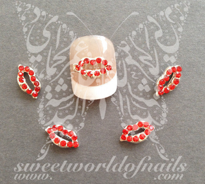 Red Lips Valentine's 3D Nail Charms-10 Pieces