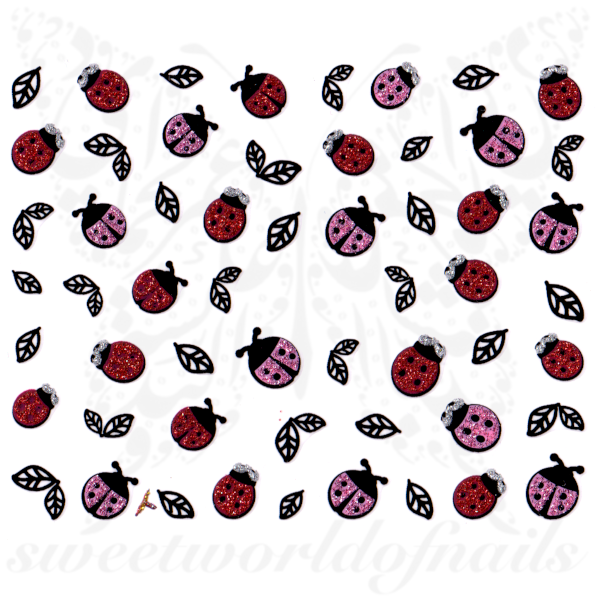 Ladybug Nails Glittery Nail Stickers