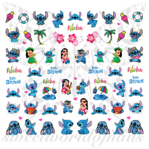 Lilo and Stitch Nail Art Nail Water Decals