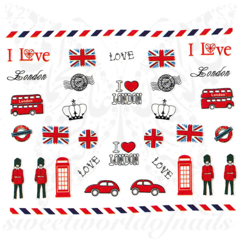 London Love Nails England Nail Stickers