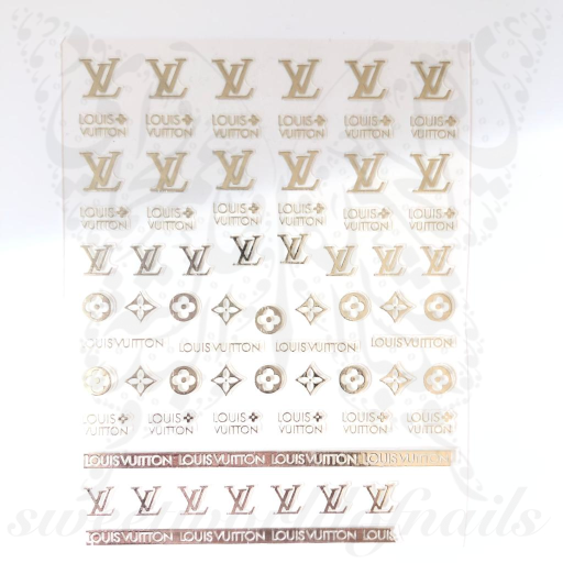 silver lv nail stickers