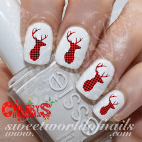 Christmas Nails lumberjack Deer Nail Water Decals