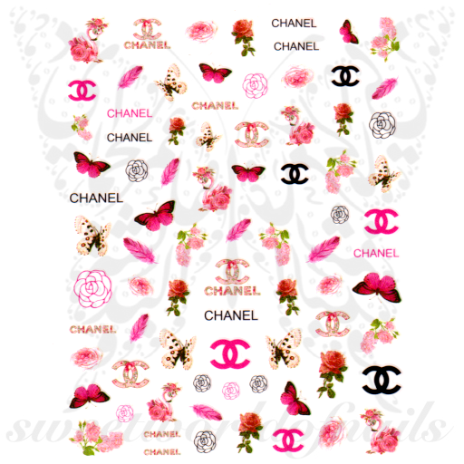 Hot Pink Butterfly Nail Art Nail Stickers