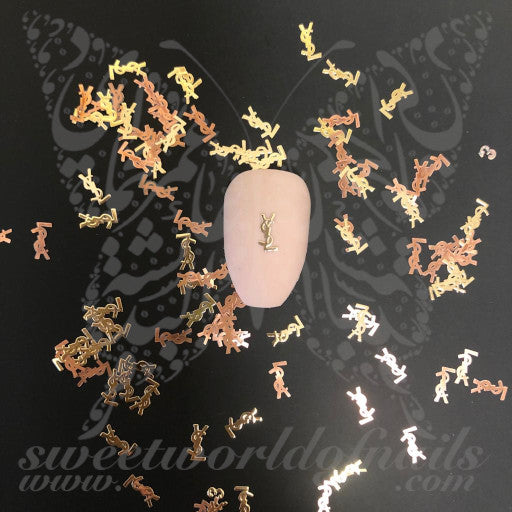 YSL Nails Gold Copper Thin Metallic Nail Charms
