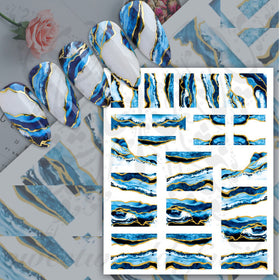 Blue Marble Nail Art Nail Stickers