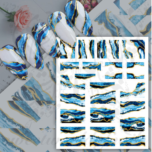 Blue Marble Nail Art Nail Stickers