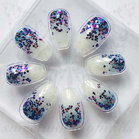 Mermaid Glittery Fake Nails Falsies / 24 Nails