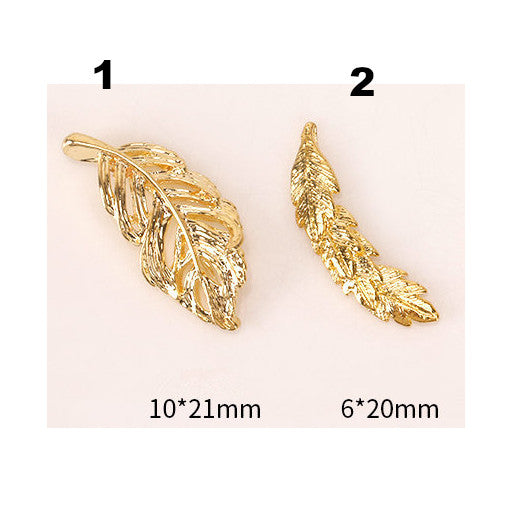 3D Gold Feather Nail Art Decoration Charm