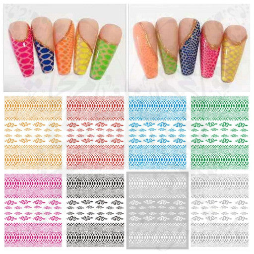 Metallic Snake Skin Art Nail Stickers- 8 colors to choose