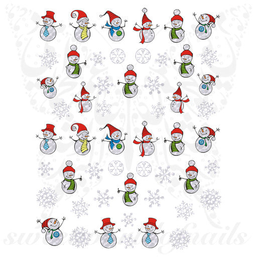 Metallic Snowflakes Snowman Christmas Nail Art Stickers
