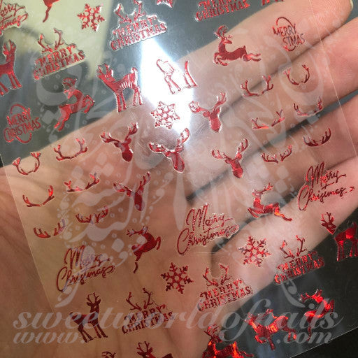 Metallic Christmas Reindeer Nail Stickers