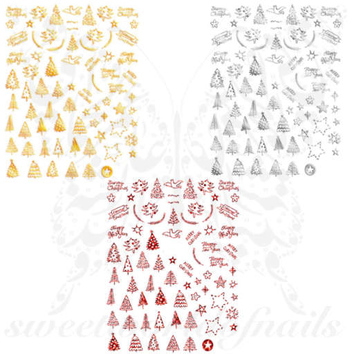 Metallic Christmas Tree Nail Stickers