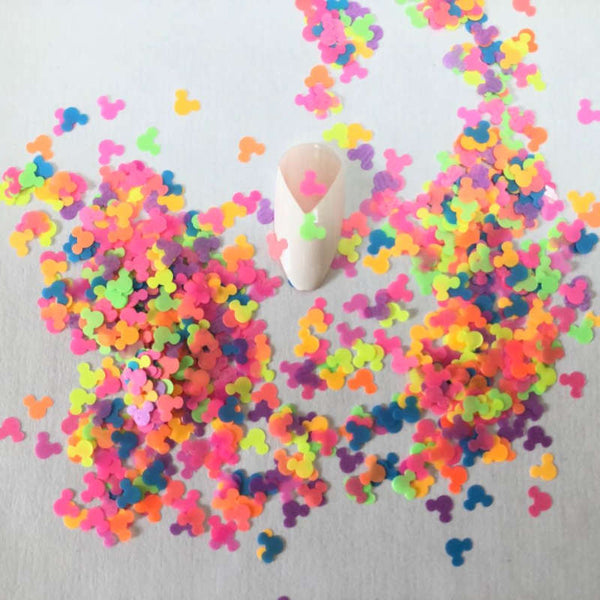 Mickey Mouse Nail Art Neon Colorful Mickey Confetti Glitter