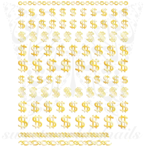 Money Dollar Sign Gold Nail Stickers