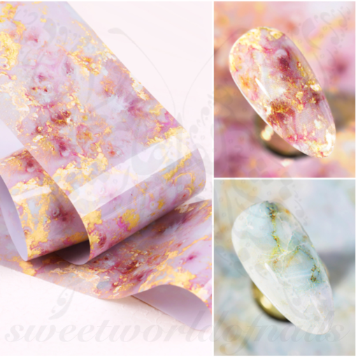 Daily Charme Nail Art Foil Paper / Dreamy Pastel Pink Marble Nails