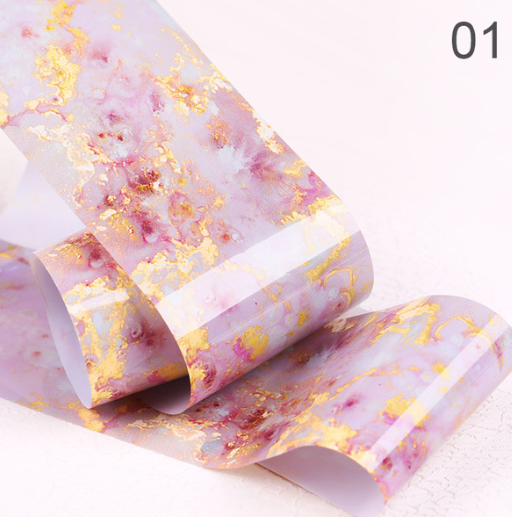 Pink Green Gold Marble Nail Foil Paper Nail Art
