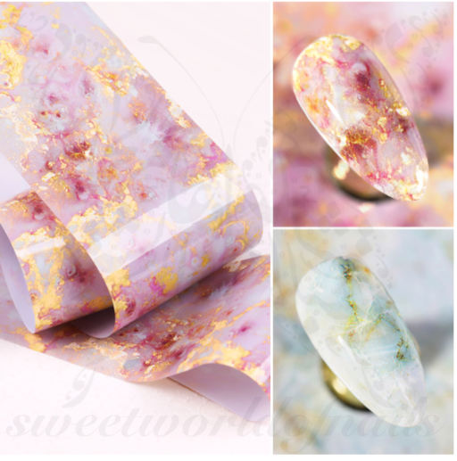 Pink Green Gold Marble Nail Foil Paper Nail Art