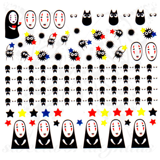 No Face Spirited Away Kaonashi Nails Water Decals
