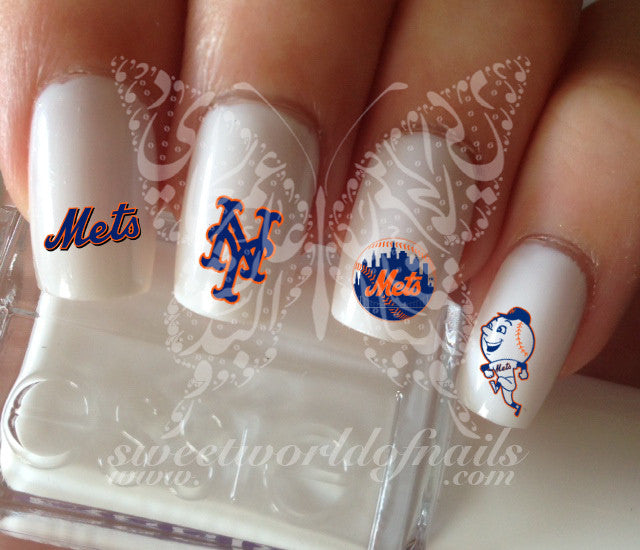 New York Mets Baseball Nail Art Water Decals