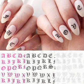 Old English Font Nail Art Water Decals