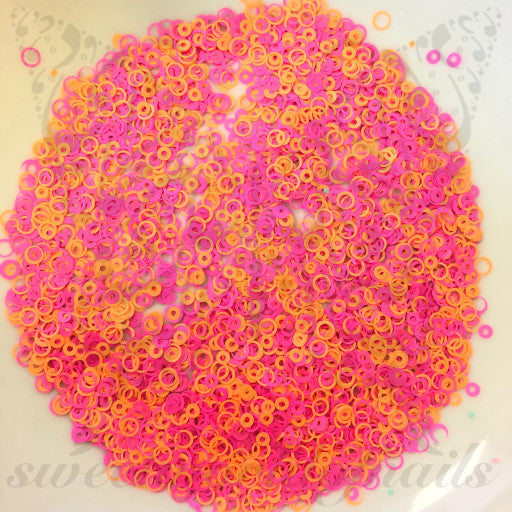Orange Pink Round Confetti Nail Glitter
