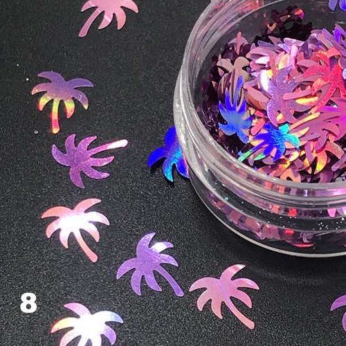 Palm Tree Nail Art Glitter Confetti Nail Decoration