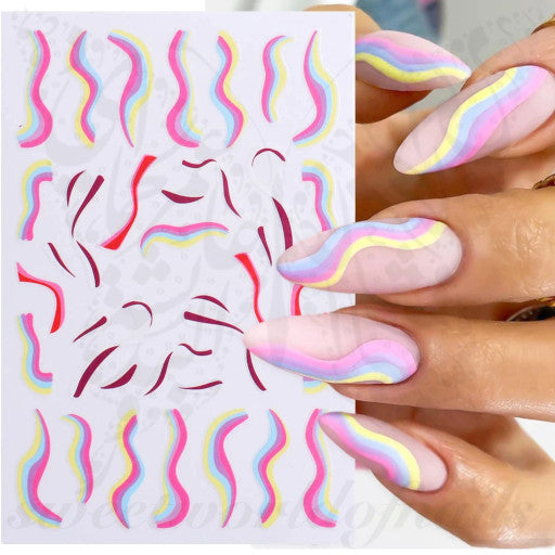 Pastel Lines Nail Art Stickers