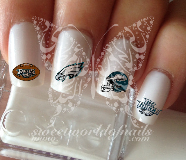 Philadelphia Eagles Football Nail Art Water Decals Nail Transfers Wrap