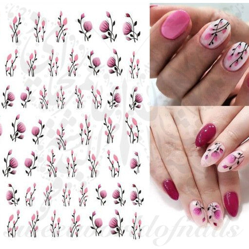 Pink Flower Nail ART Stickers