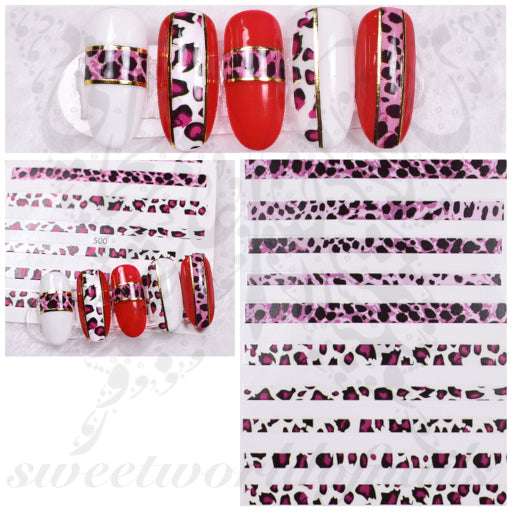 Pink Leopard Print Nail Art Stickers