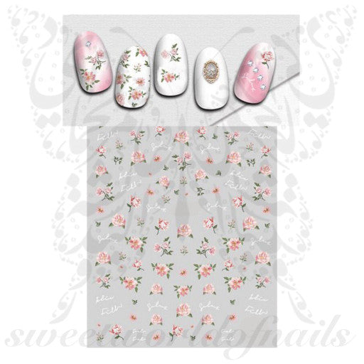 Pink Flowers Nail Art Stickers