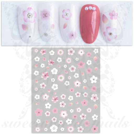 Pink Spring Flowers Nail Art Stickers