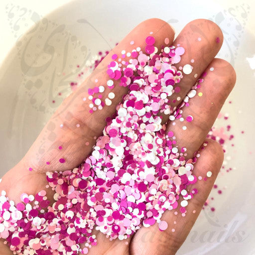 Pink White Round Nail Art Confetti Glitter