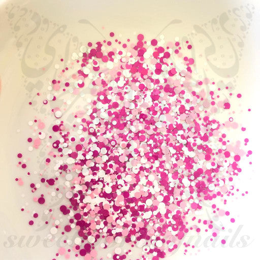 Pink White Round Nail Art Confetti Glitter