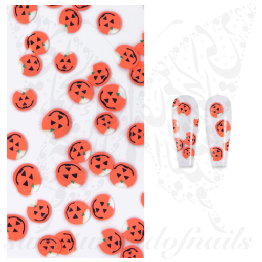 Pumpkin Face Halloween polymer clay cane Fimo slices