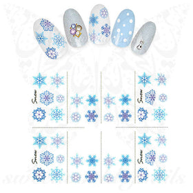 Christmas Nails Purple Blue Snowflakes Water Decals 