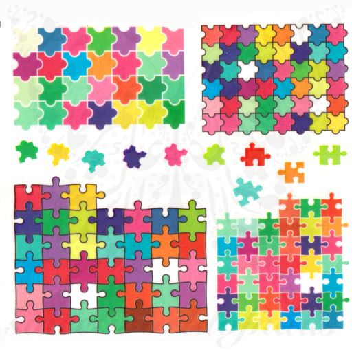 Puzzle Nail Art colorful puzzle pieces Autism Water Decals