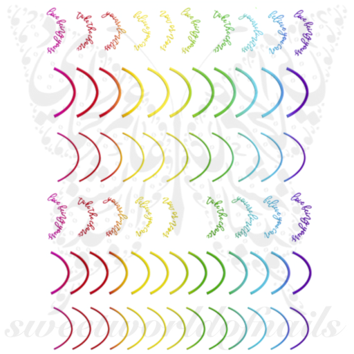 Rainbow Half Moon French Nail Stickers