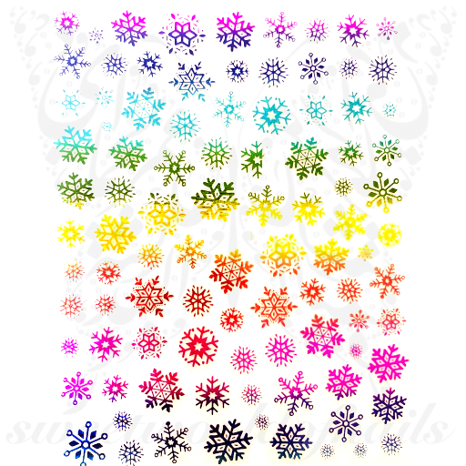 Rainbow Snowflakes Christmas Nail art Stickers