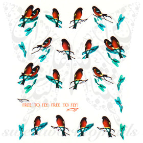 Red Bird Nail Art Decals