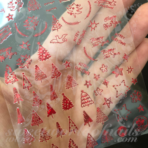 Metallic Christmas Tree Nail Stickers