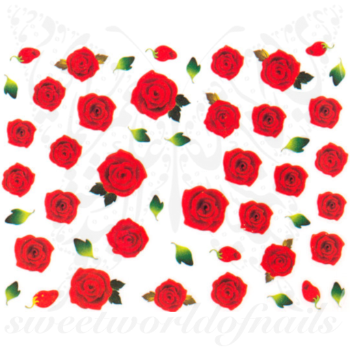 Red Roses Flowers Nail Stickers