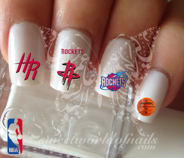 Houston Rockets NBA Basketball Nail Art Water Decals Nail Transfers Wraps